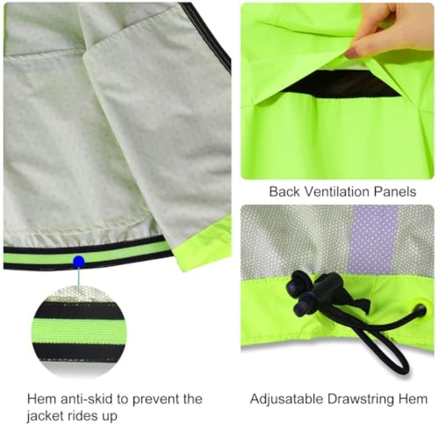 Men's Rain Jacket Waterproof W - مراجعة Running Gear Reflective وسعره