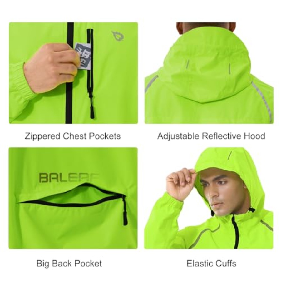 Men's Rain Jacket Waterproof W - مراجعة Running Gear Reflective وسعره