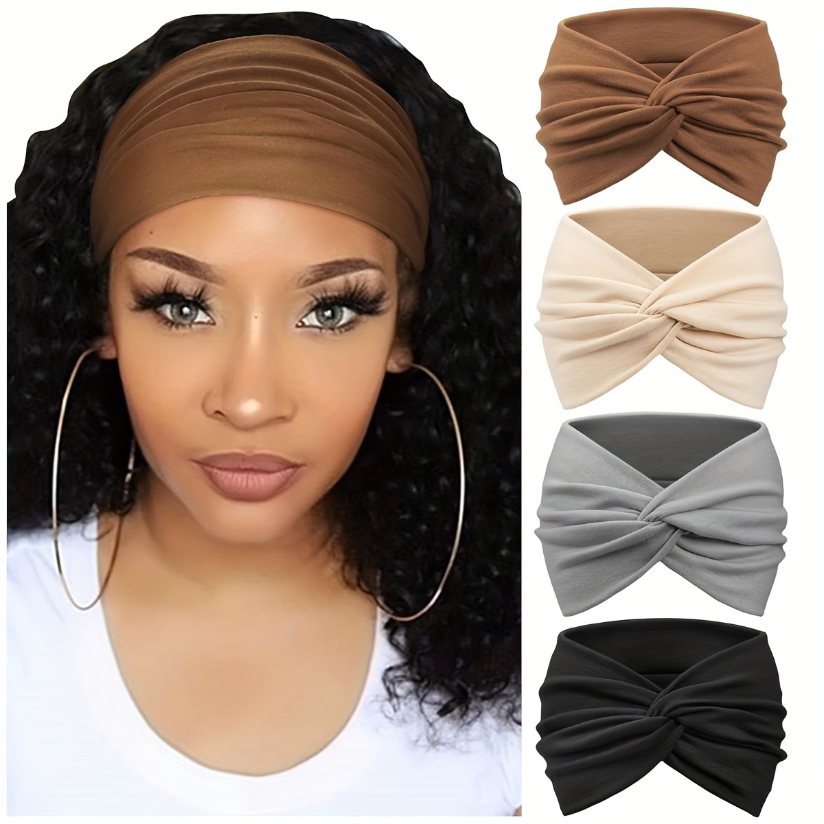 4pcs Women's Wide Headbands, T - مراجعة Running Gear Winter وسعره