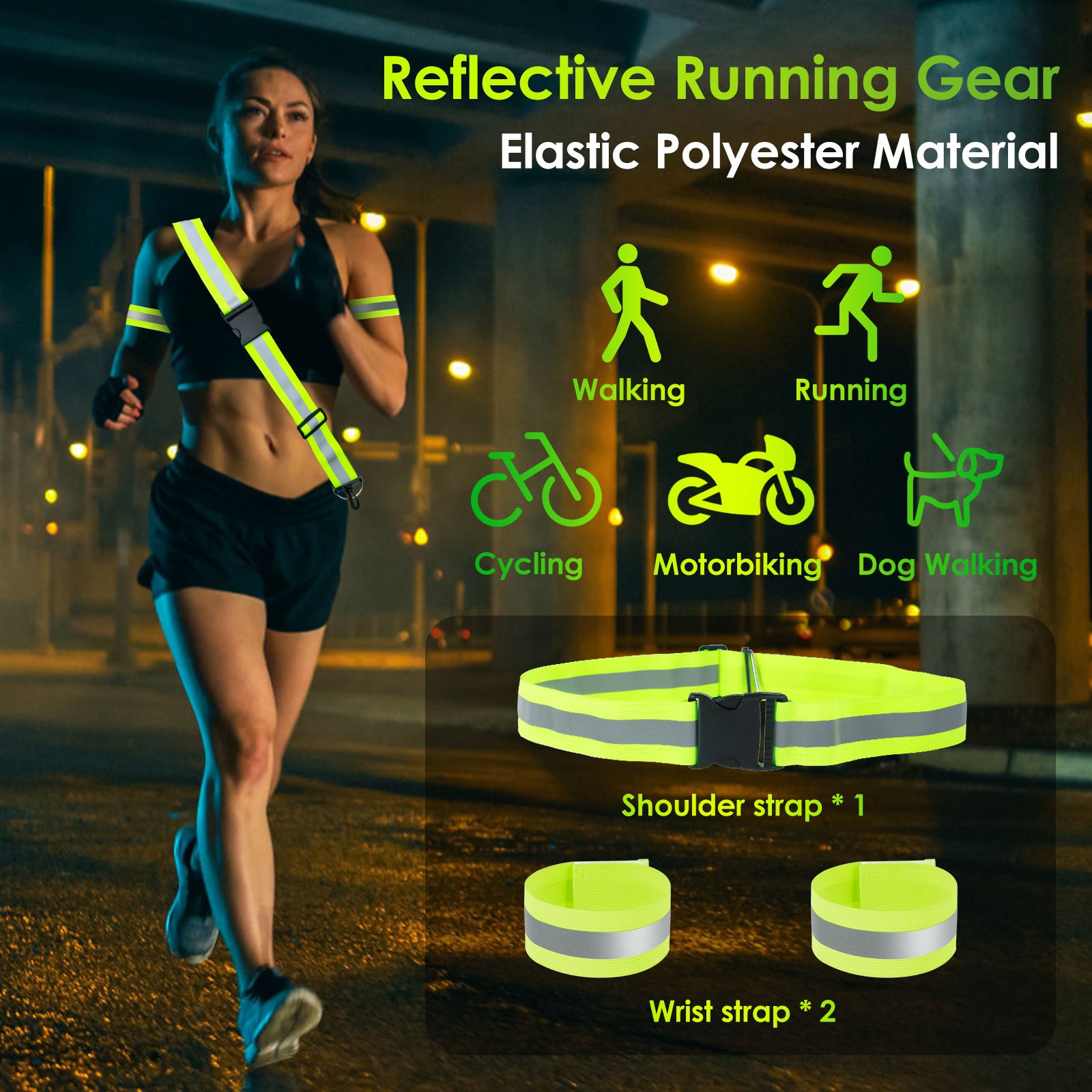 3pcs Reflective Sash for Walki - مراجعة Running Gear Reflective وسعره