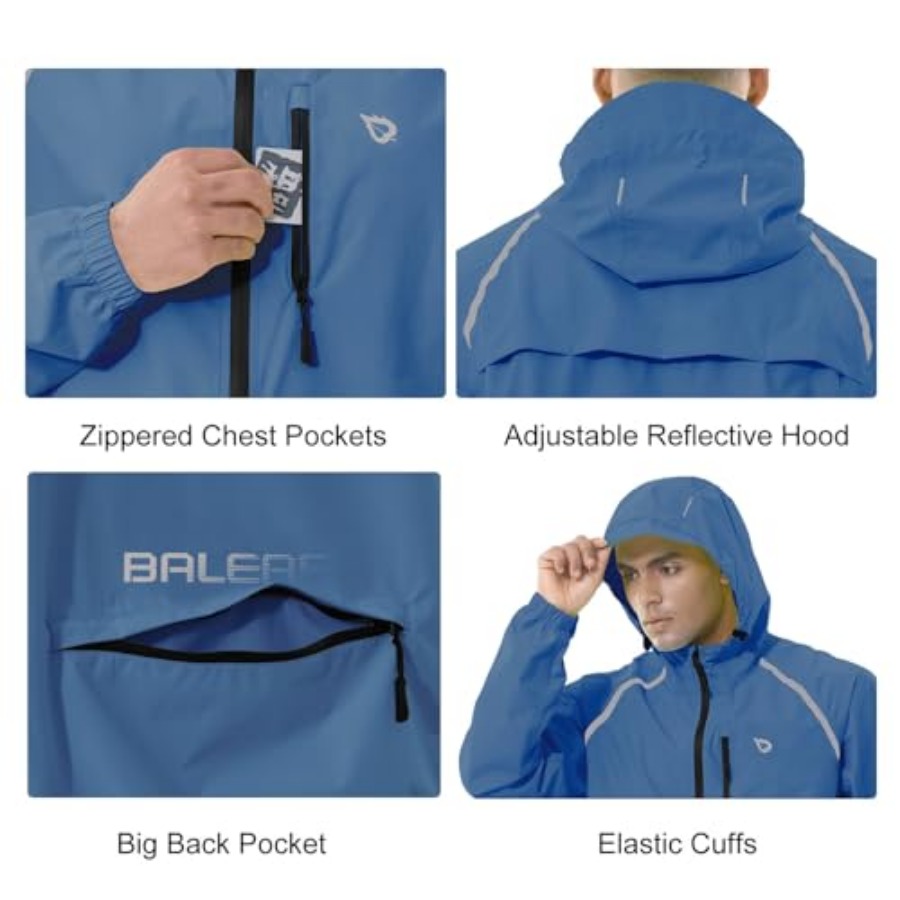 Men's Rain Jacket Waterproof W - مراجعة Running Gear Reflective وسعره